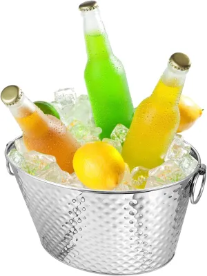 QWORK Stainless Steel Beverage Tub & Ice Bucket - 3.4 Gallon Leak-proof and Rust-Resistant with Dual Hinges & Lead-Free Certification 15.3" x 10.6" x 8.8"