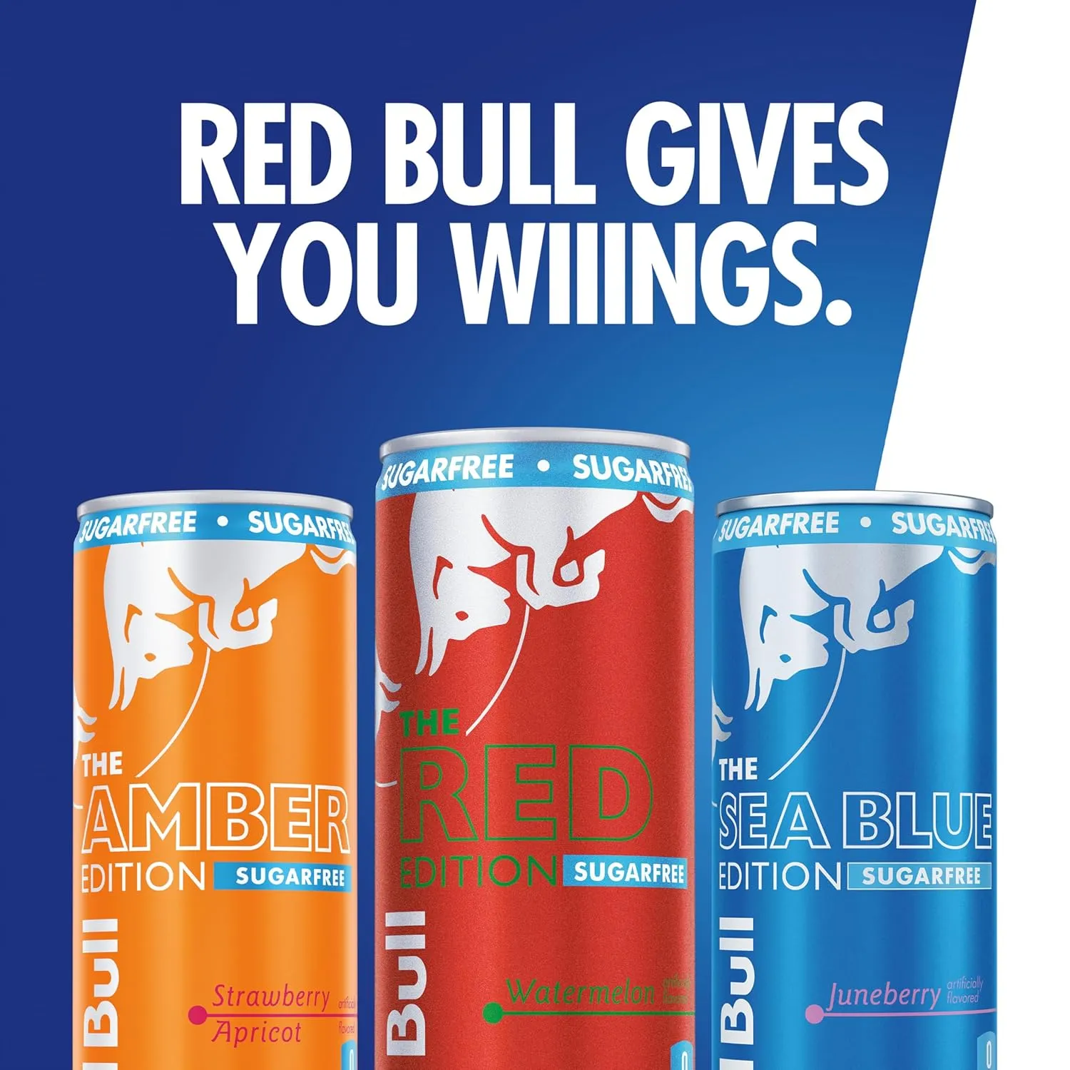 Red Bull Energy Drink Sugar Free Variety Pack, Red, Amber, and Sea Blue, with 80mg Caffeine, Taurine & B Vitamins, 8.4 fl. oz, Pack of 12 Cans