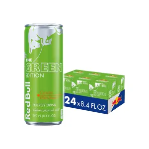 Red Bull Green Edition Energy Drink, Curuba Elderflower, with 80mg Caffeine plus Taurine & B Vitamins, 8.4 Fl Oz, 6 Packs of 4 Cans (Pack of 24)