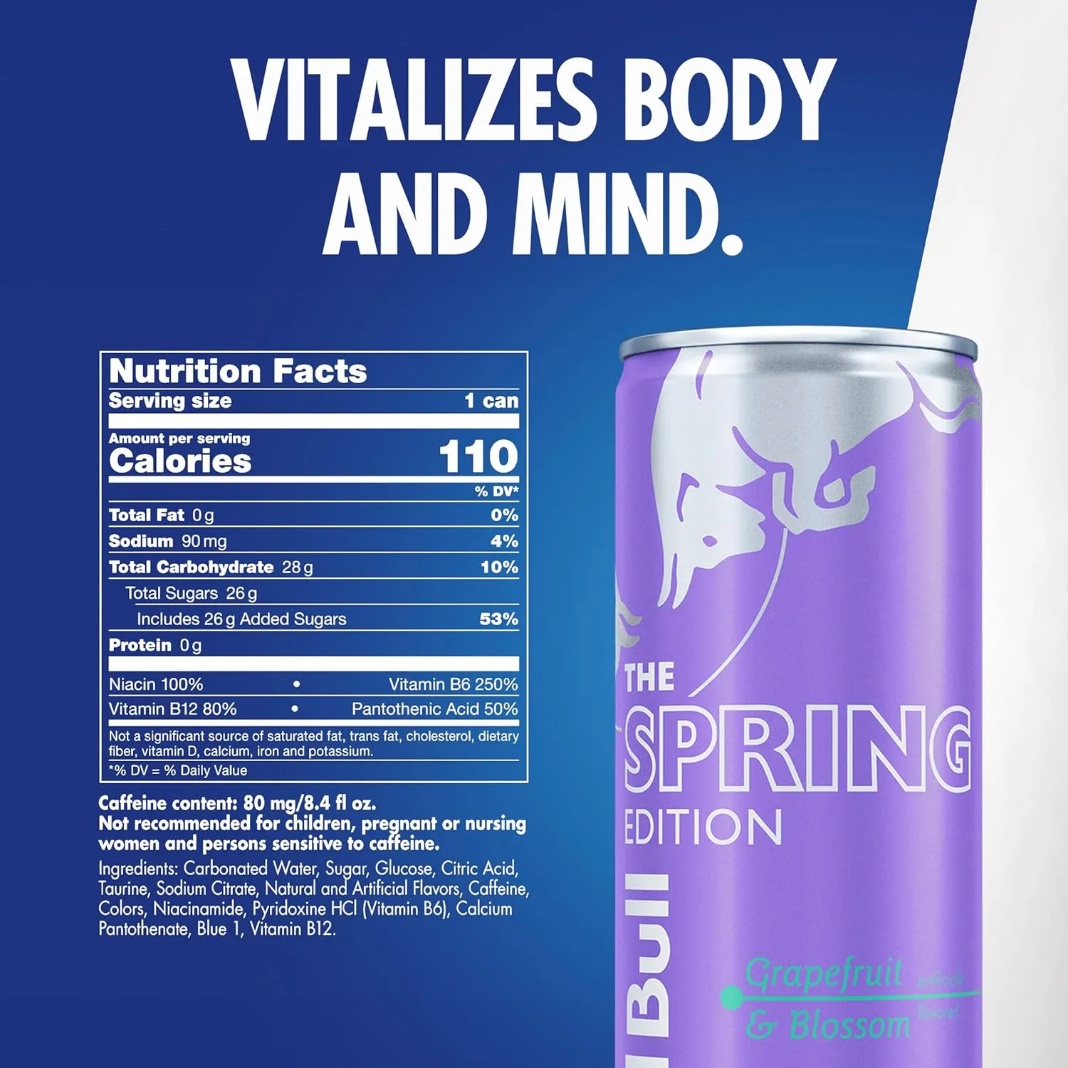 Red Bull Spring Edition Energy Drink, Grapefruit, 8.4 fl. oz., Case of 24 cans, with 80mg Caffeine, Taurine & B Vitamins