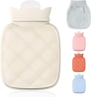 Redify Small Hot Water Bottle Bag for Hot & Cold Compress with Cover,Microwave Heating Soft Environment-Friendly Silicone for Babies Kids,Mini Hot Wate Bottle for Travel and Pain Relief,Holiday Gifts