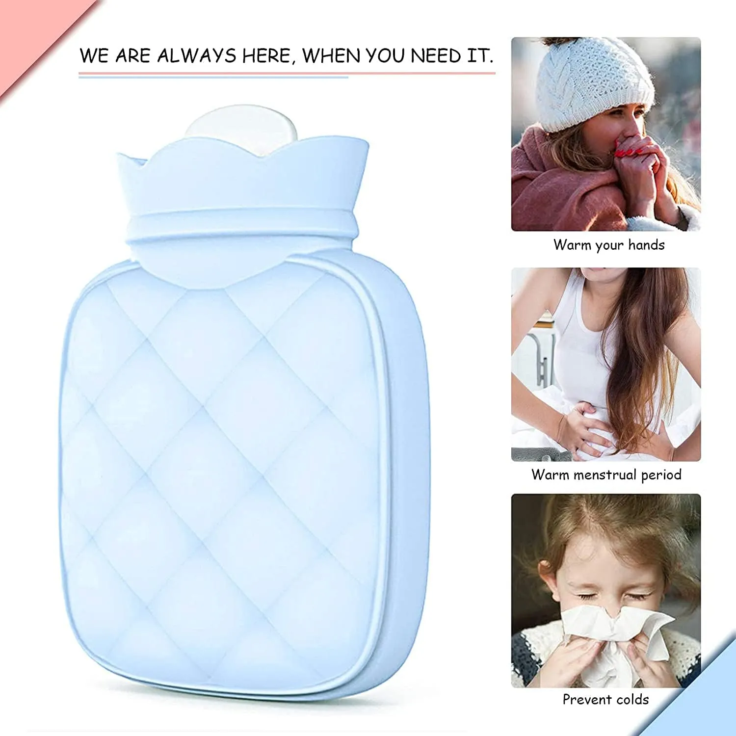 Redify Small Hot Water Bottle Bag for Hot & Cold Compress with Cover,Microwave Heating Soft Environment-Friendly Silicone for Babies Kids,Mini Hot Wate Bottle for Travel and Pain Relief,Holiday Gifts