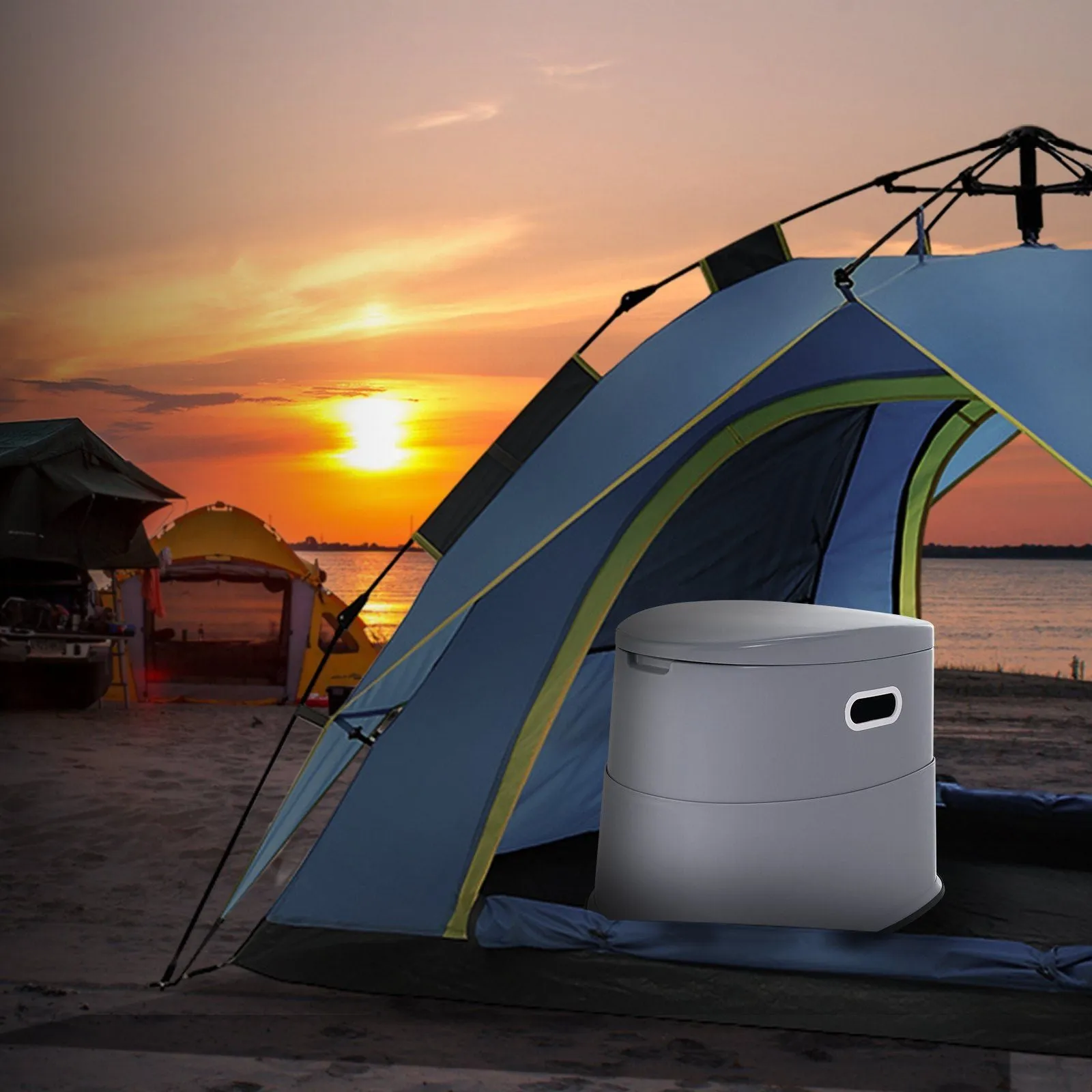 Removable Commode Camping Bucket & Lids, 1.3 Toilet Trips Potty Gal Toilet Paper Dual with Travel Holder, Outdoor On-demand assistance Long Camping, Detachable Inner Kids Portable for Sustainable with Porta Adults Road for VEVOR Car