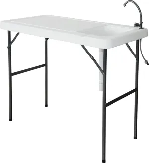 Removable Picnic Table, Folding Portable Fish Fillet & Hunting & Cutting Table for Outdoors, Events, Beach, Camping with Sink Faucet