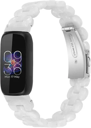 Resin Watch Band Compatible with Fitbit Inspire 3, Lightweight Adjustable Fashion Bracelet Wristband Replacement for Women Men with Stainless Metal Buckle