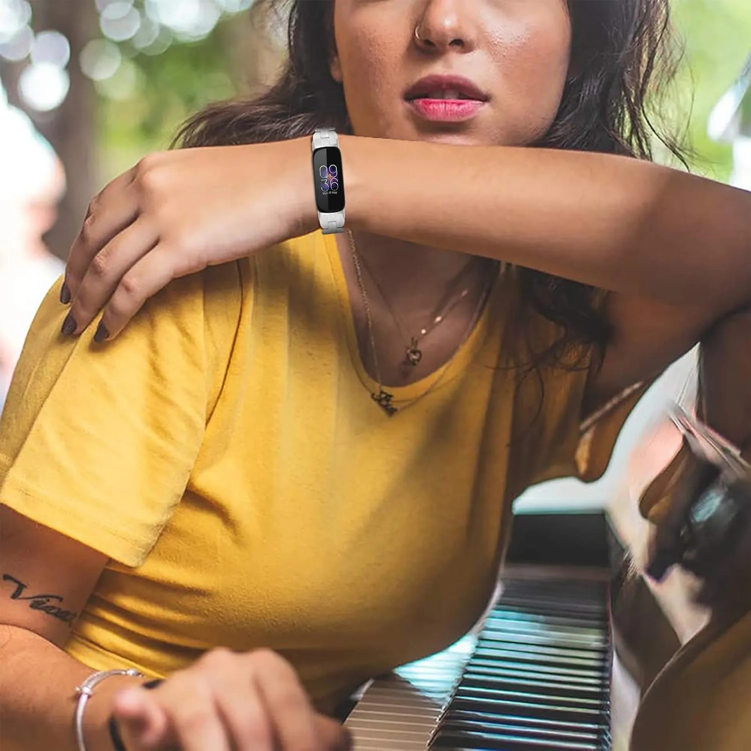 Resin Watch Band Compatible with Fitbit Inspire 3, Lightweight Adjustable Fashion Bracelet Wristband Replacement for Women Men with Stainless Metal Buckle