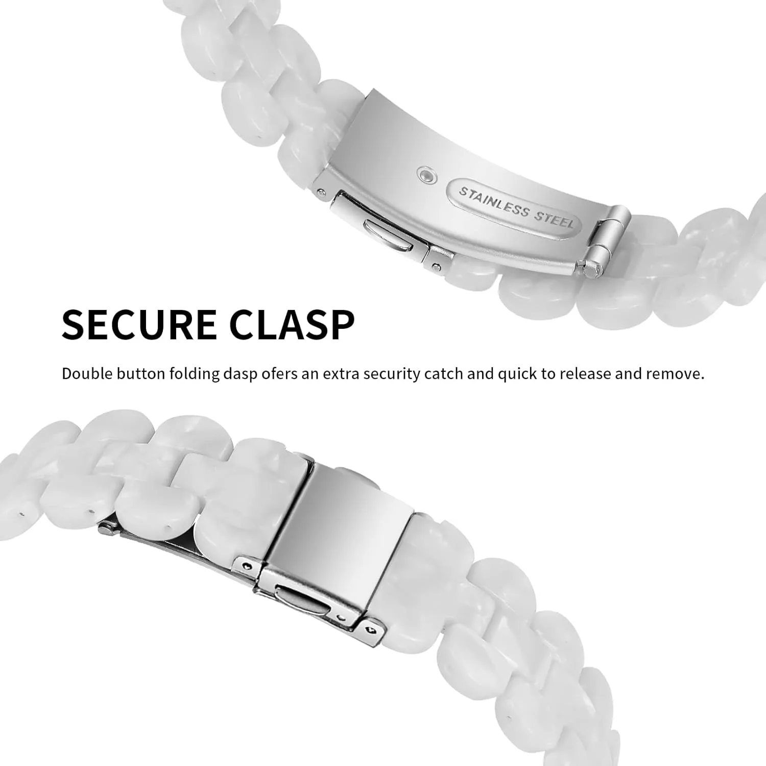 Resin Watch Band Compatible with Fitbit Inspire 3, Lightweight Adjustable Fashion Bracelet Wristband Replacement for Women Men with Stainless Metal Buckle