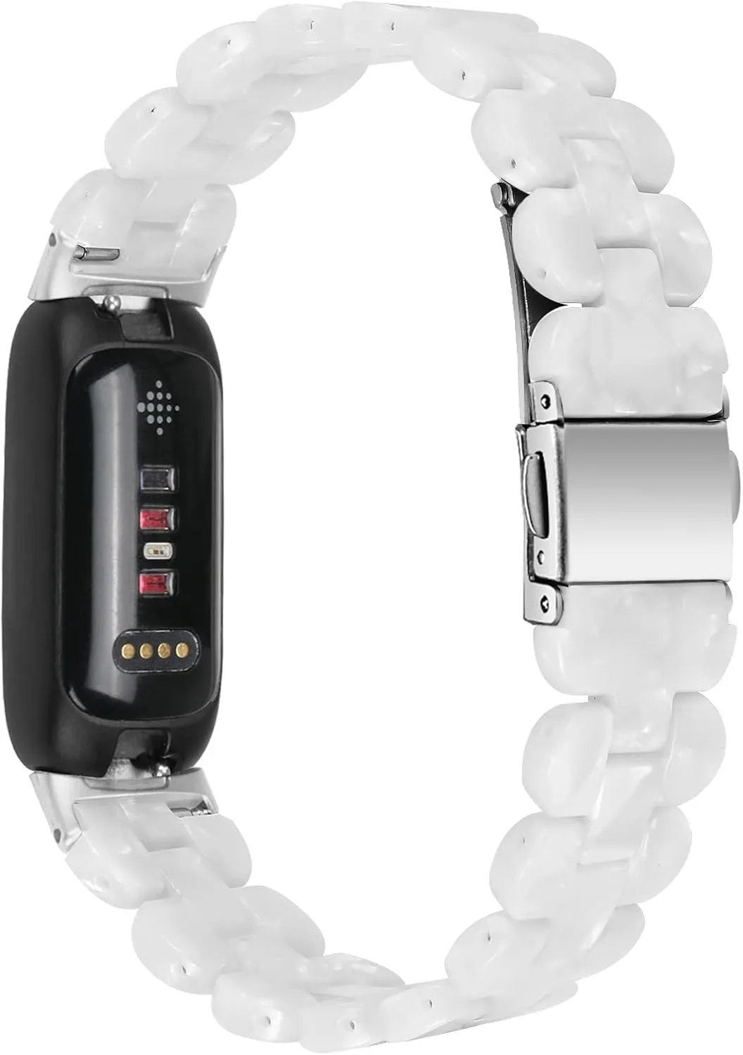 Resin Watch Band Compatible with Fitbit Inspire 3, Lightweight Adjustable Fashion Bracelet Wristband Replacement for Women Men with Stainless Metal Buckle