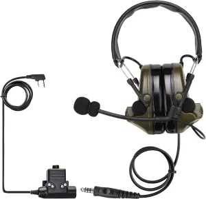 Retevis EHK007 Tactical Headset,Hunting & Shooting Earmuffs with Mic,Sound Amplification,Noise Reduction Walkie Talkie Headset,for RT21 RT22 RT68 H-777H,Compatible with Baofeng UV-5R 5RM AR152(1 Pack)