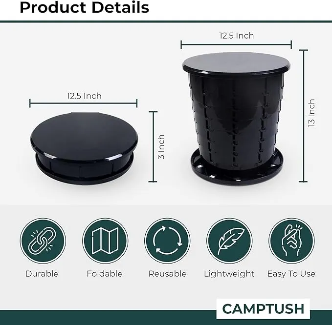 Retractable Portable Toilet for Camping - Large & Height Adjustable - Foldable Camping Toilet for Hiking/Travel | Portable Potty for Adults, Kids and Outdoor Car Camp