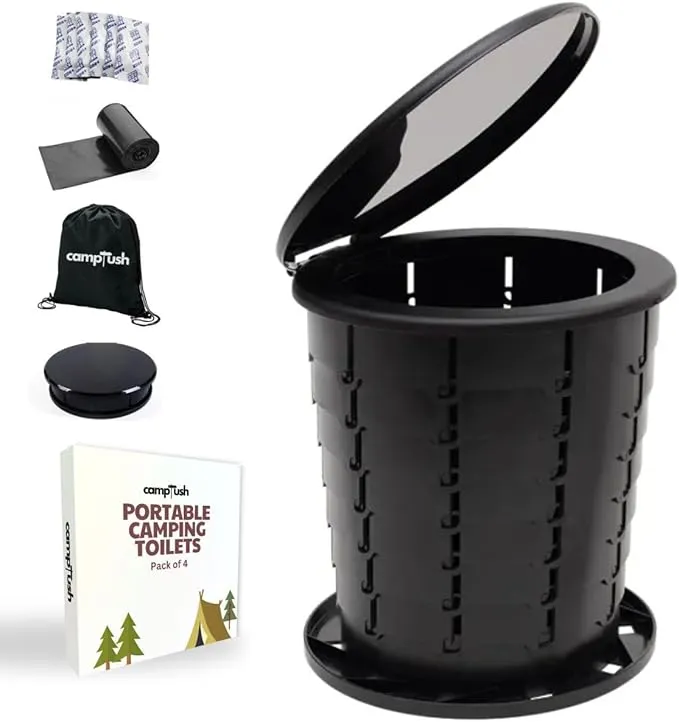 Retractable Portable Toilet for Camping - Large & Height Adjustable - Foldable Camping Toilet for Hiking/Travel | Portable Potty for Adults, Kids and Outdoor Car Camp