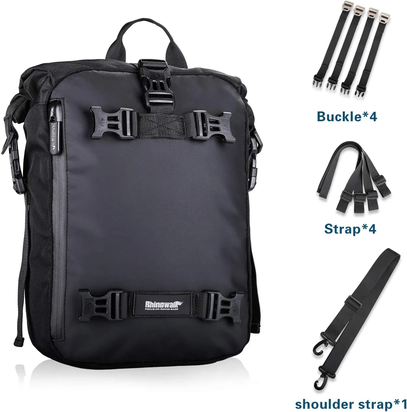 Rhinowalk Motor Pannier Bag 10/20/30L Multifunctional Waterproof Rear Rack Trunk Motorcycle Seat Bag (Black-10L)
