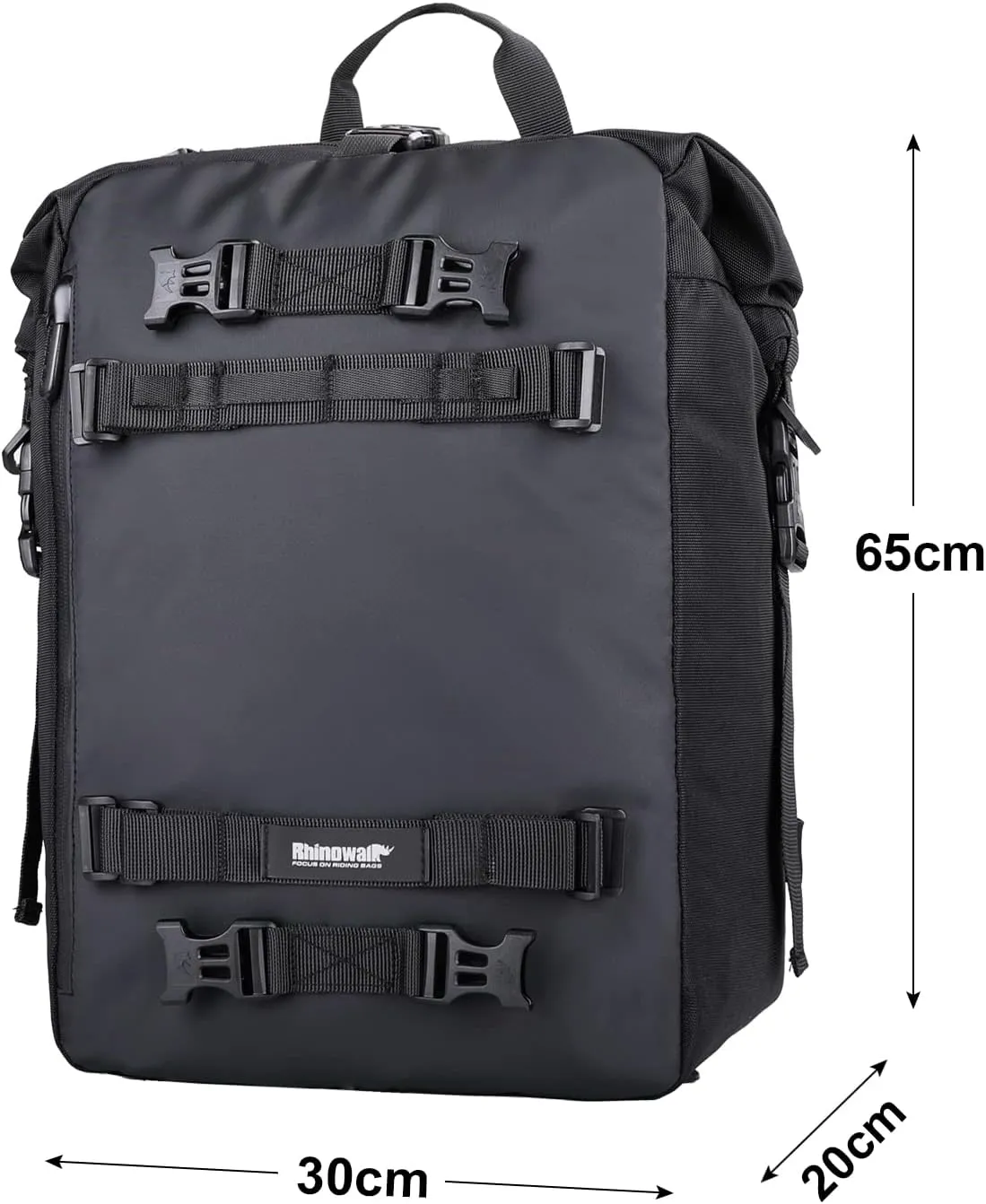 Rhinowalk Motor Pannier Bag 10/20/30L Multifunctional Waterproof Rear Rack Trunk Motorcycle Seat Bag (Black-30L)