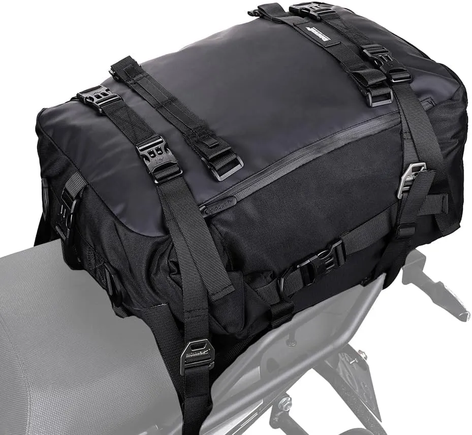 Rhinowalk Motor Pannier Bag 10/20/30L Multifunctional Waterproof Rear Rack Trunk Motorcycle Seat Bag (Black-30L)
