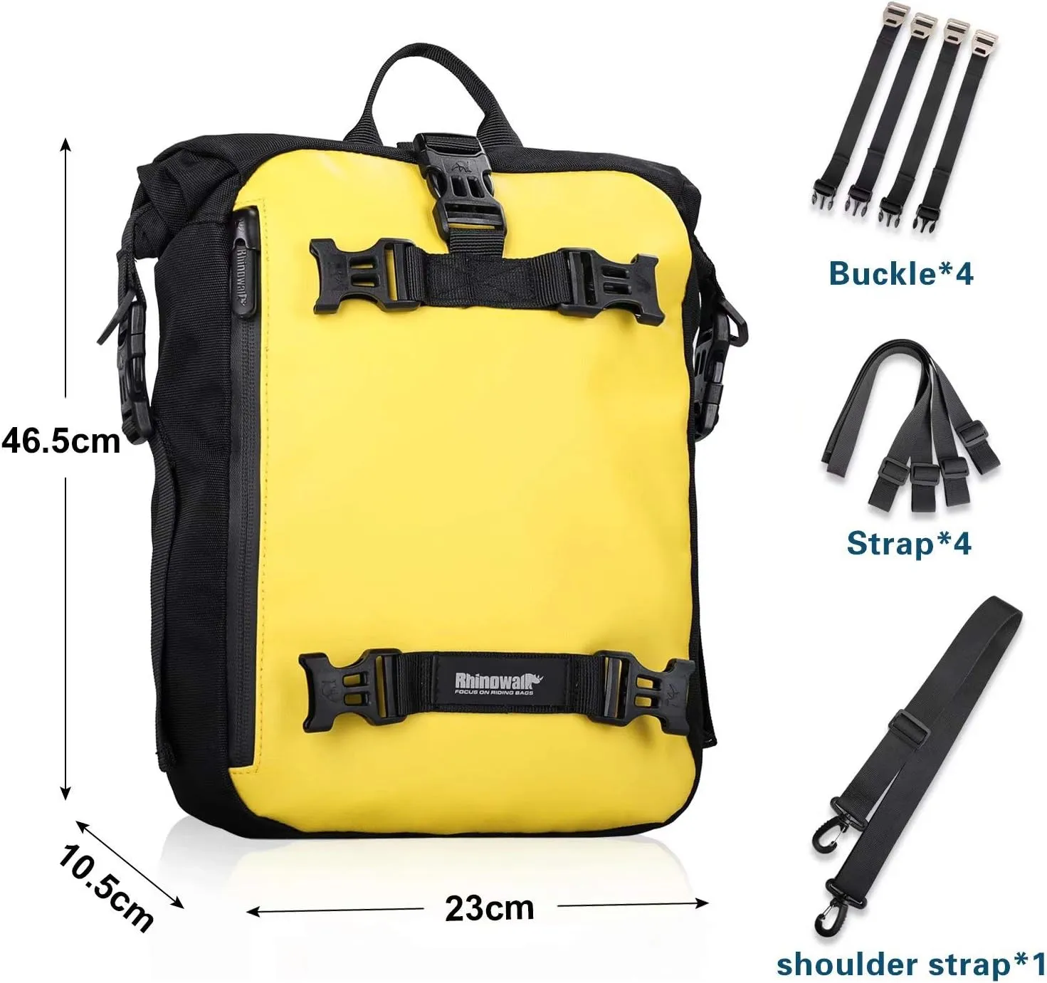 Rhinowalk Motor Pannier Bag 10/20/30L Multifunctional Waterproof Rear Rack Trunk Motorcycle Seat Bag (Yellow-10L)