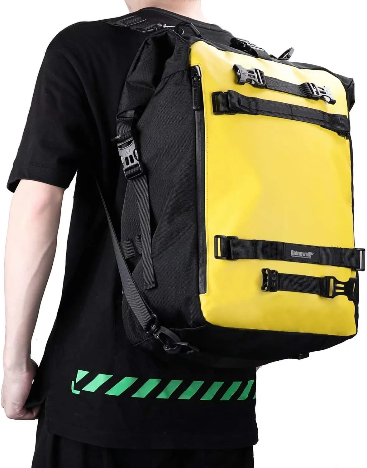 Rhinowalk Motor Pannier Bag 10/20/30L Multifunctional Waterproof Rear Rack Trunk Motorcycle Seat Bag (Yellow-20L)