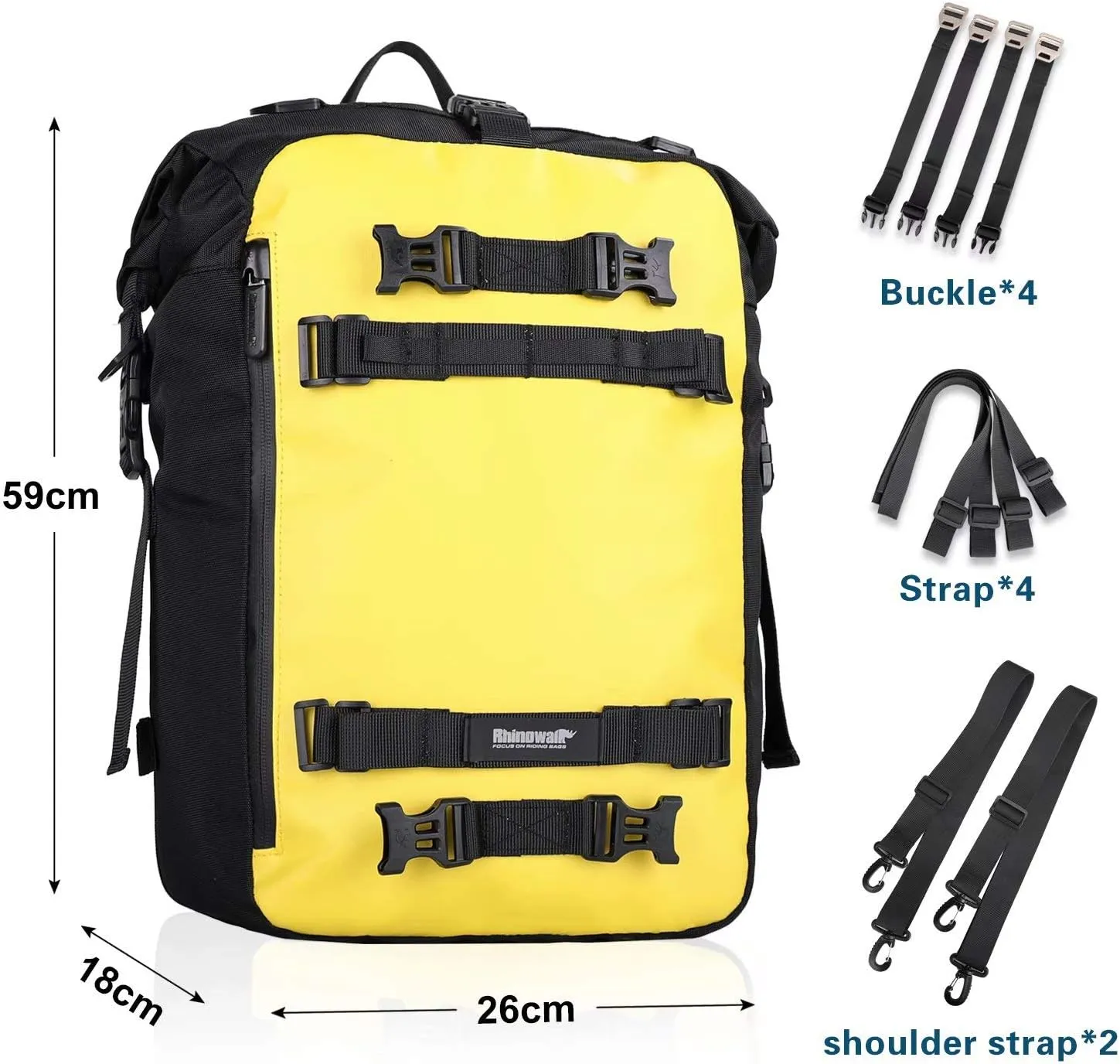 Rhinowalk Motor Pannier Bag 10/20/30L Multifunctional Waterproof Rear Rack Trunk Motorcycle Seat Bag (Yellow-20L)