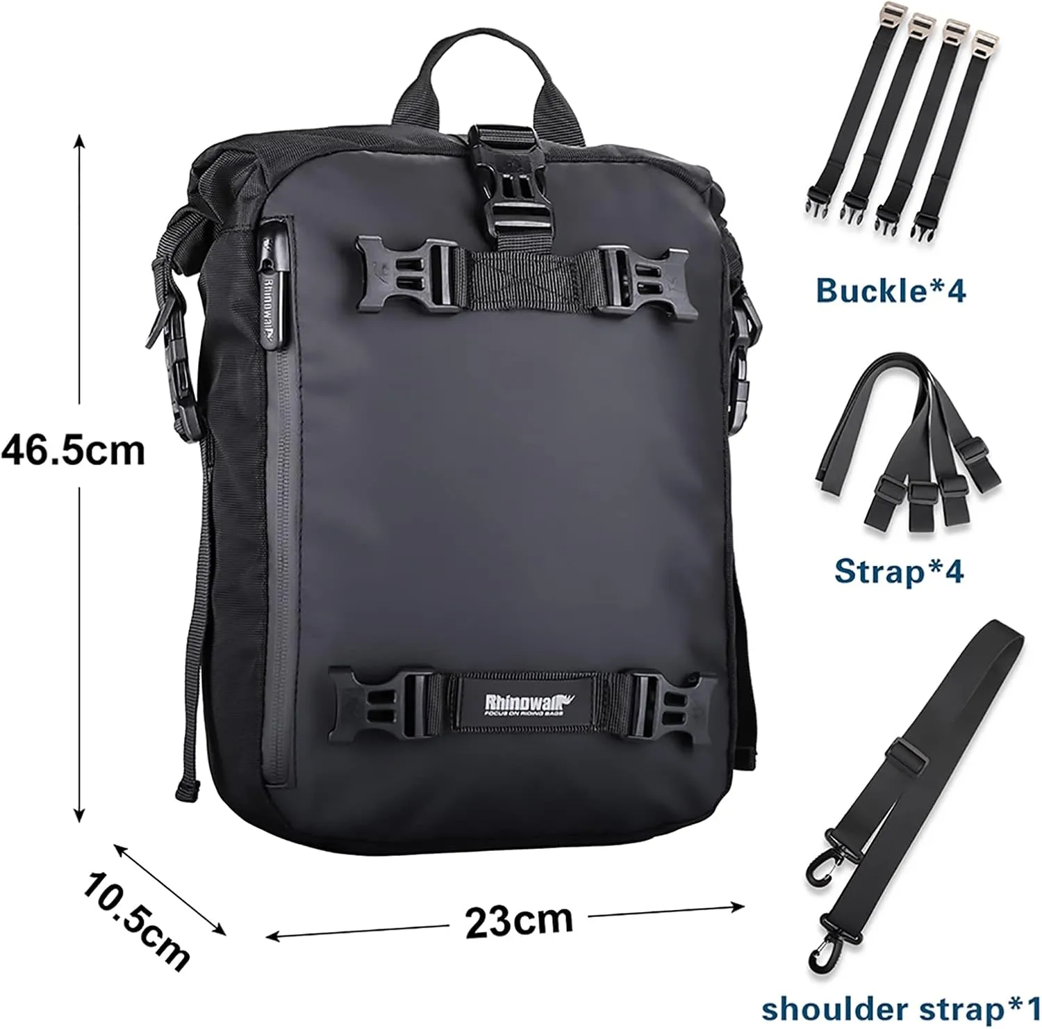 Rhinowalk Motor Saddle Bag Motorcycle Pannier Bag Waterproof Multifunctional Rear Rack Trunk Seat Bag (Black, 10L)