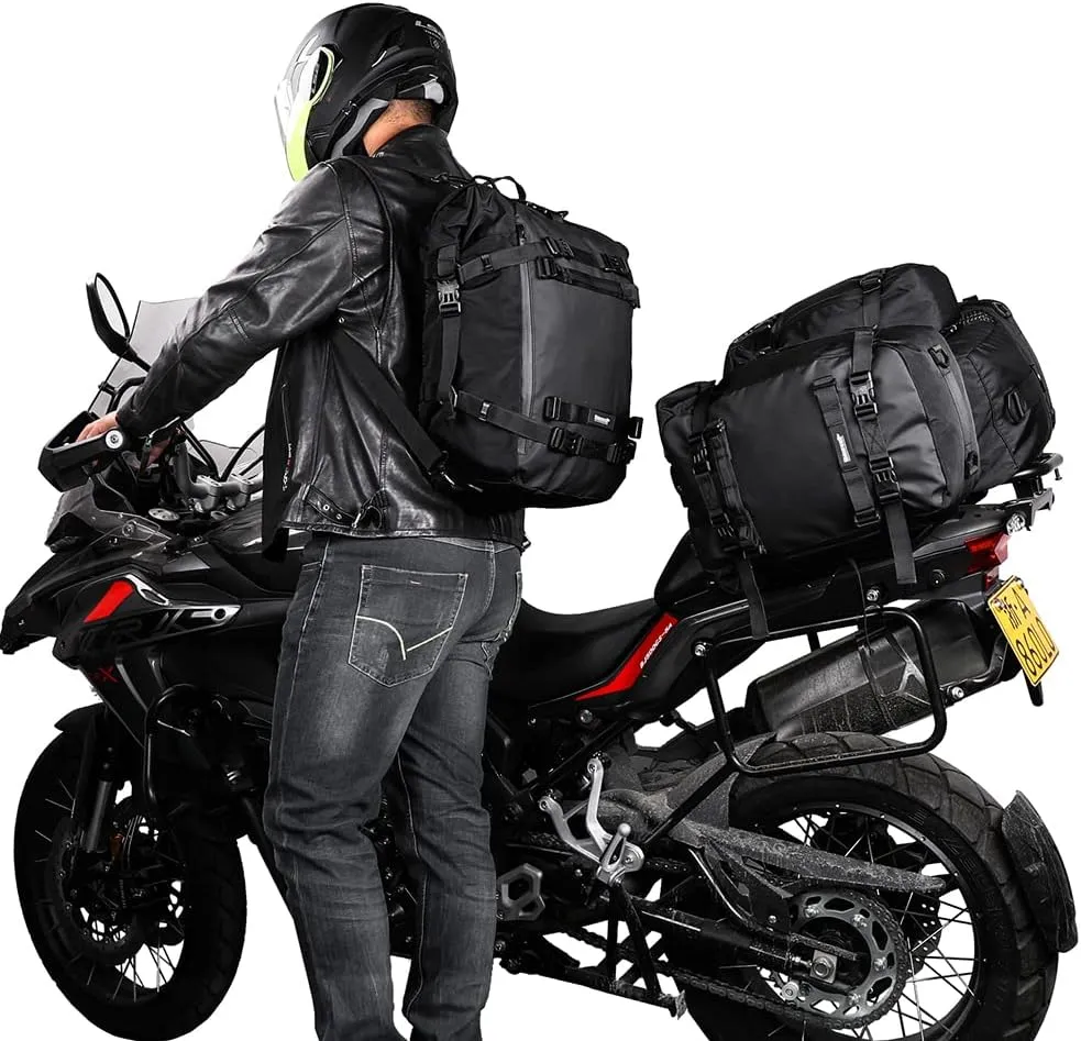 Rhinowalk Motor Saddle Bag Motorcycle Pannier Bag Waterproof Multifunctional Rear Rack Trunk Seat Bag (Black, 20L)