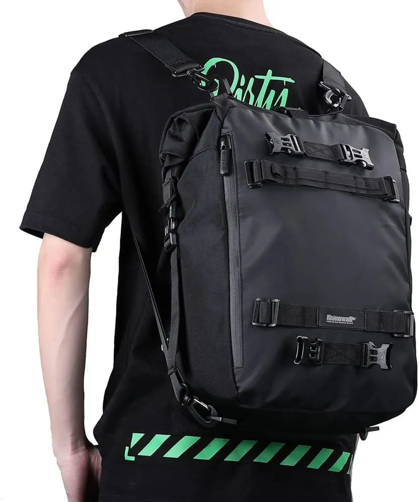 Rhinowalk Motor Saddle Bag Motorcycle Pannier Bag Waterproof Multifunctional Rear Rack Trunk Seat Bag (Black, 20L)