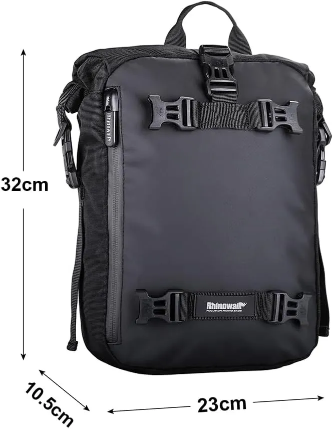 Rhinowalk Motorcycle Tail Bag 10L Waterproof Motor Pannier Bag Motor Travel Luggage Motorbike Rear Rack Trunk Storage Bag Professional Motorcycle Accessories-Black
