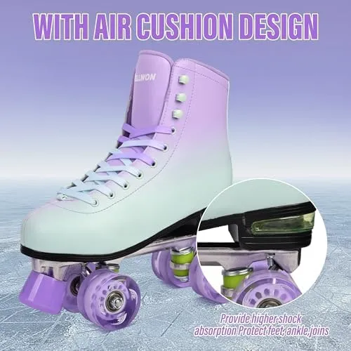 Roller Skate for Women and Men, Classic Design High-Top PU Leather Quad Roller Skates for Outdoor and Indoor, Rollerskates for Beginner Size 6/7/8/9/10/11