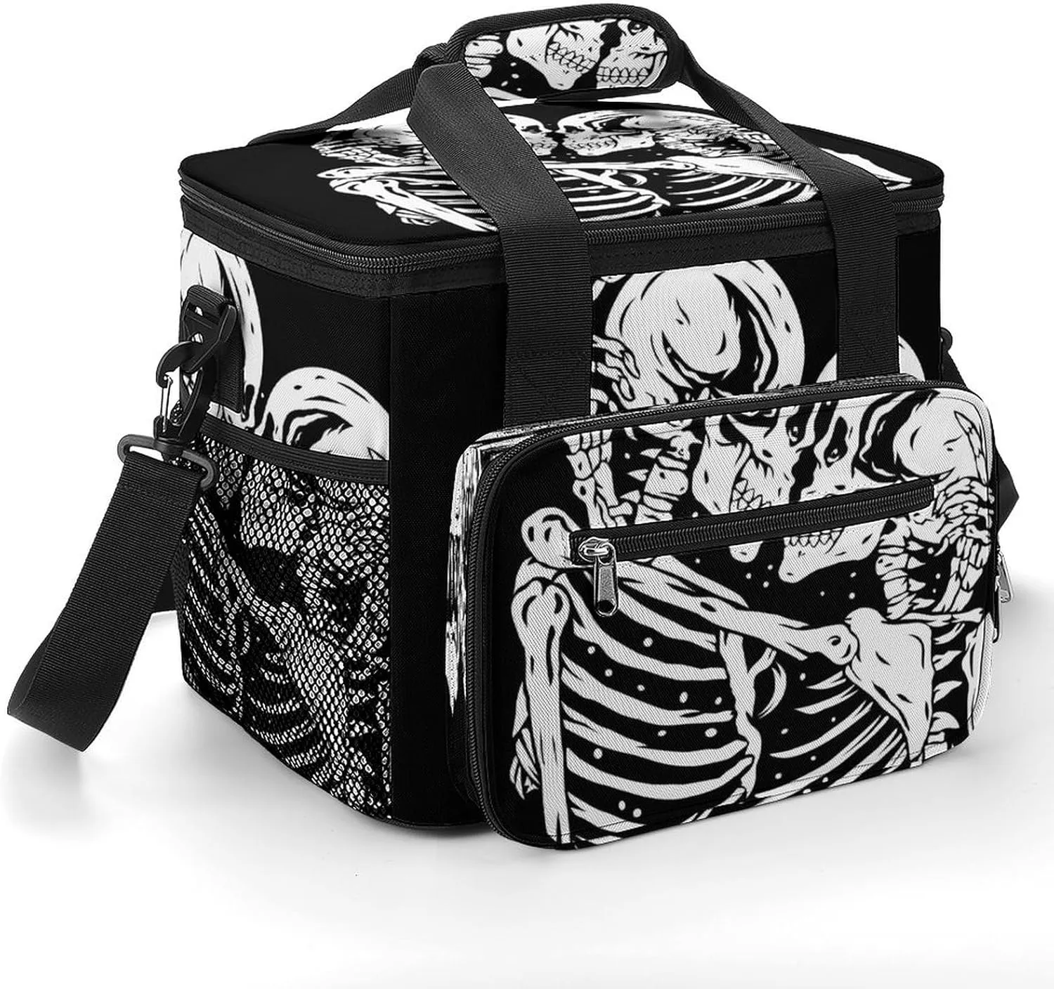Romantic Skeleton Kissing 22.5L Insulated Camping Coolers Bag Skull Lovers Vintage Large Leakproof Ice Chest for Beach Travel Picnic