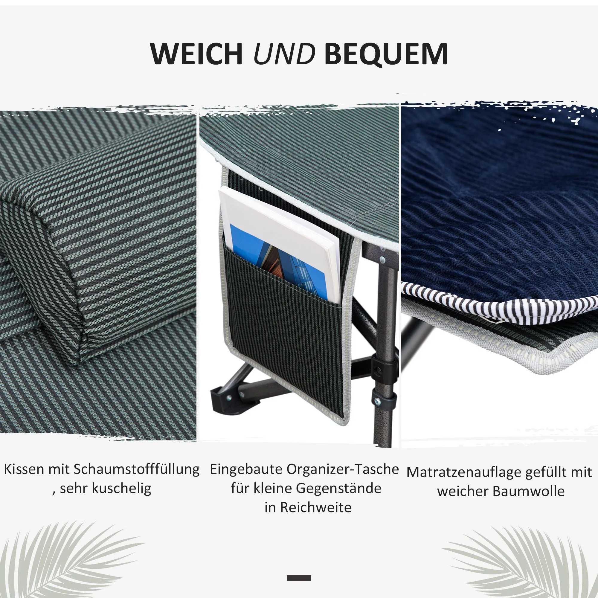 Rootz Foldable Camping Bed - Field Bed - Portable Bed - Durable Oxford Fabric - 188 x 64.5 x 53 cm