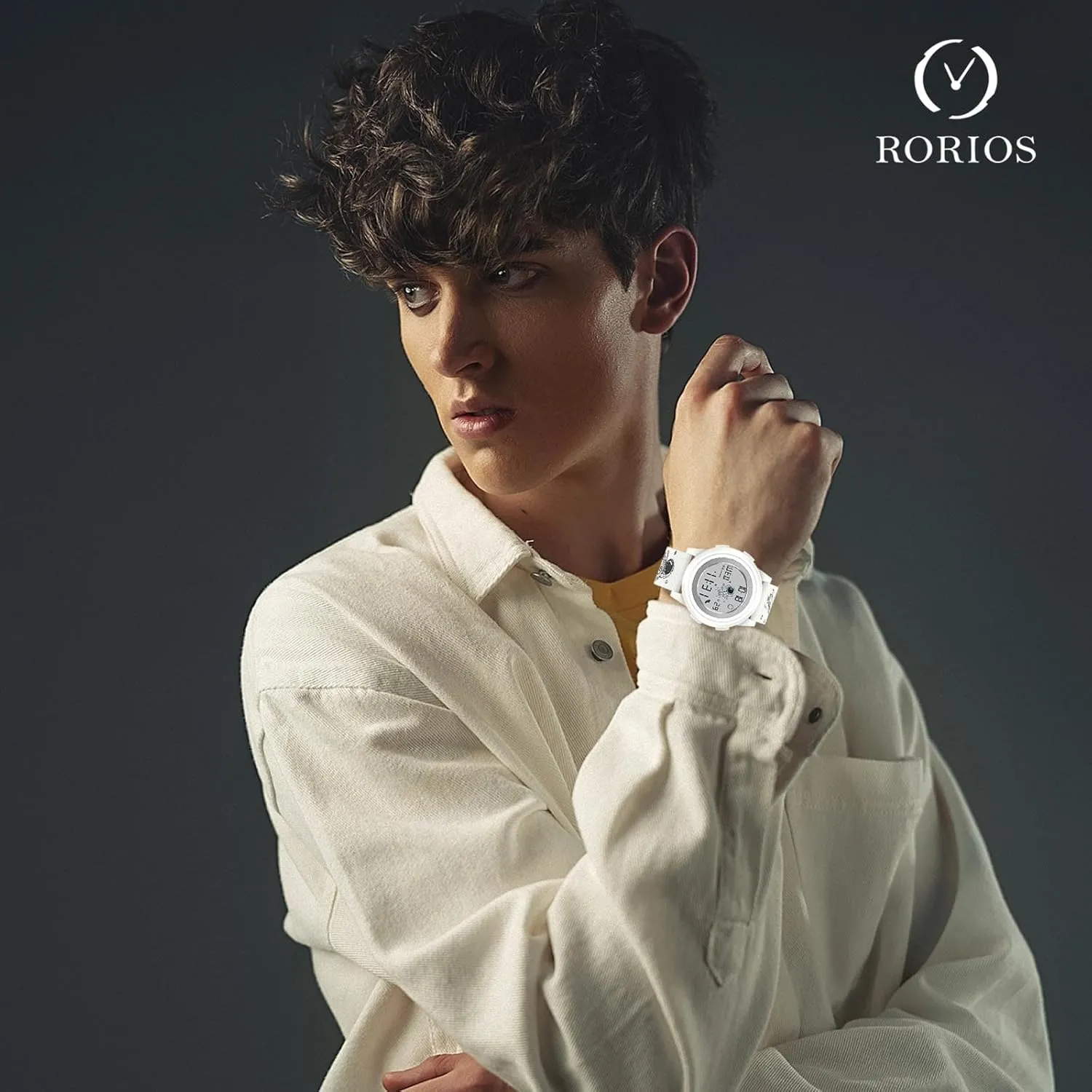 RORIOS Men's Casual Wristwatch Simple Digital Multifunctional Electronic Watches Sport Waterproof Watch for Men with Rubber Strap