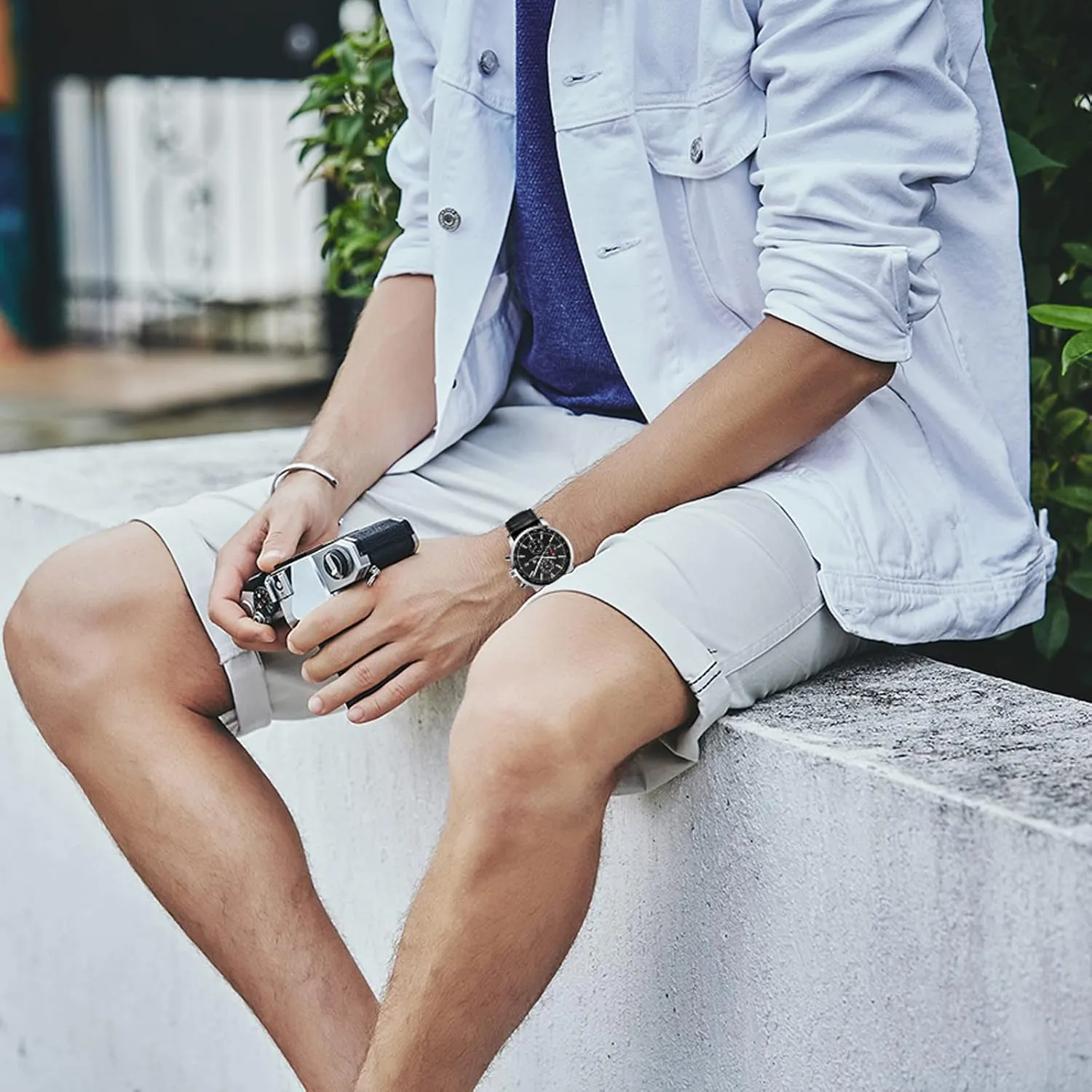 RORIOS Mens Watches Waterproof Analogue Quartz Watch with Leather Brecelet Casual Chronograph Wrist Watches for Men
