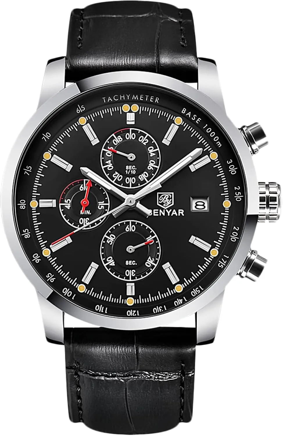 RORIOS Mens Watches Waterproof Analogue Quartz Watch with Leather Brecelet Casual Chronograph Wrist Watches for Men