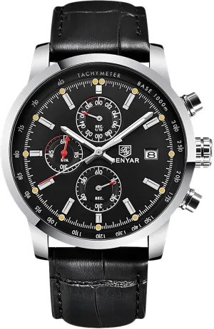 RORIOS Mens Watches Waterproof Analogue Quartz Watch with Leather Brecelet Casual Chronograph Wrist Watches for Men