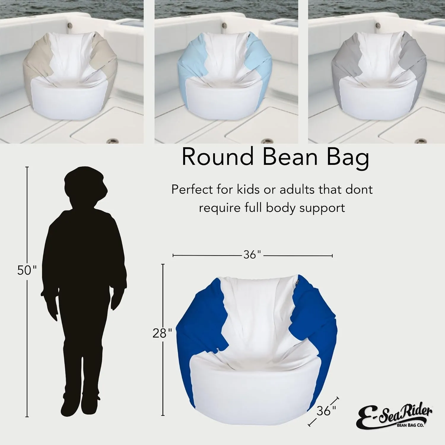 Round Marine Beanbag (Medium, Multi) (White/SeafoamGreen)