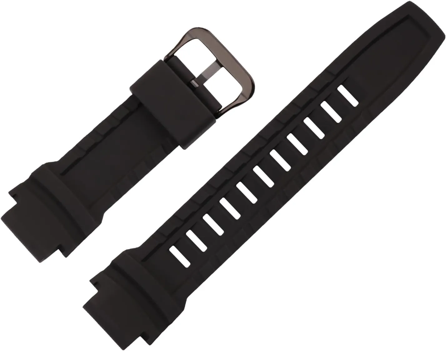 Rubber 18MM Silicone Watch Bands Replacement Fit for Casio Proterk PRG-270 PRG-250 PRG-500 PRW-2500 PRW-3500 PRW-5100 Pro terk Strap Wirstband With Black/Silver Stainless Steel Buckle for Men and Women