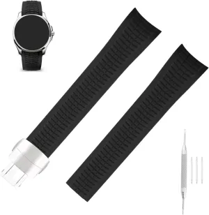 Rubber 21mm Watch Bands Compatible Fit for Patek Philippe Aquanaut PP 5164A 5164 5165 5167A 5167R 5168 5968 5267 200A-010 Replacement Silicone Watch Strap Wirstband Bracelet with Deployment Buckle For Men and Women
