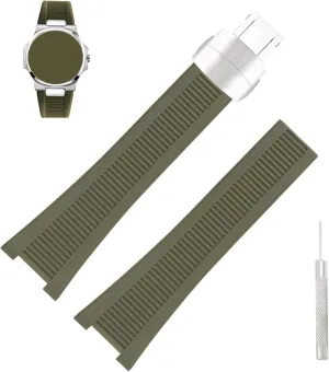 Rubber 25mm* 13mm Watch Bands Compatible Fit for Patek Philippe Nautilus PP 5711 1A010 5712 5712G 5726 5980 Replacement Silicone Watch Strap Wirstband Bracelet with Deployment Buckle For Men and Women
