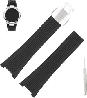 Rubber 25mm* 13mm Watch Bands Compatible Fit for Patek Philippe Nautilus PP 5711 1A010 5712 5712G 5726 5980 Replacement Silicone Watch Strap Wirstband Bracelet with Deployment Buckle For Men and Women
