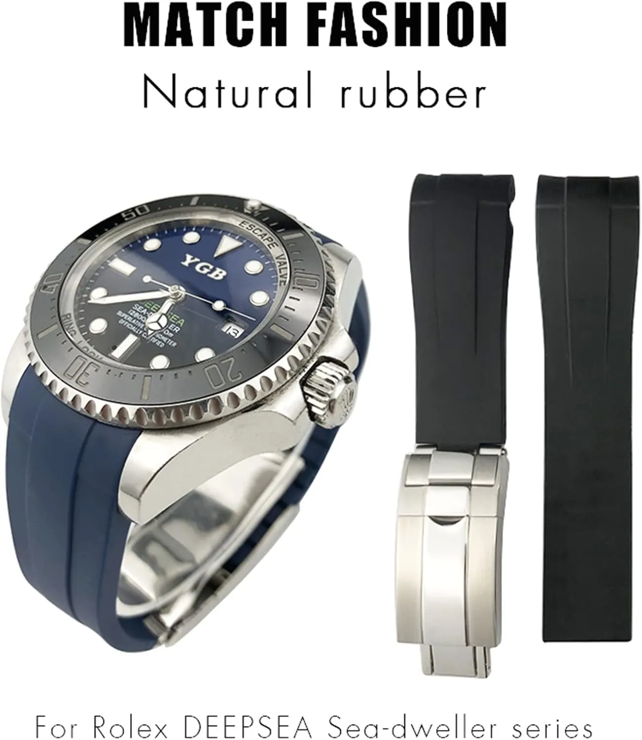 Rubber Strap 20mm 21mm Fit for Rolex DEEPSEA Sea-Dweller Submariner Waterproof Sports Silicone Watch Strap
