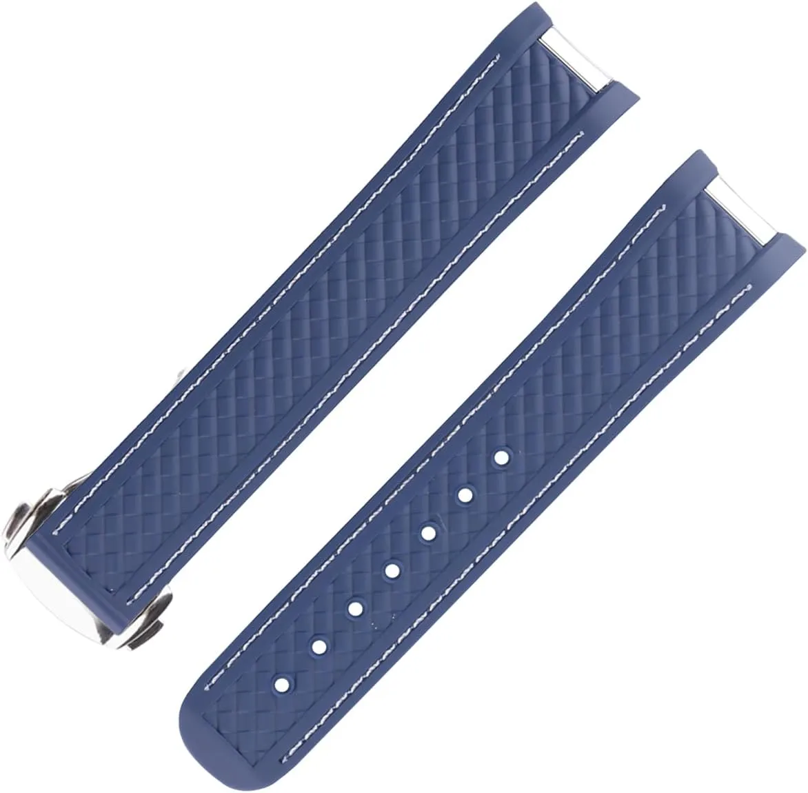 Rubber Watch Band replacement Omega Seamaster diver 300 300m Speedmaster aqua-terra 150m AT150 Moonwatch Professional Silicone Strap Wirstband for Men and Women with Curved End Steel Buckle