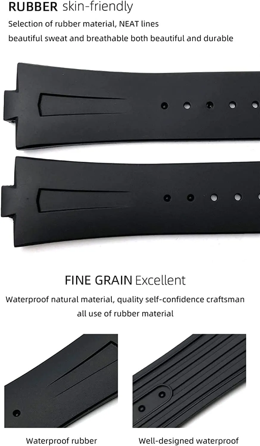 Rubber Watch Strap For Vacheron Constantin Overseas Waterproof Sport Replacement Watchband 25mm * 8mm