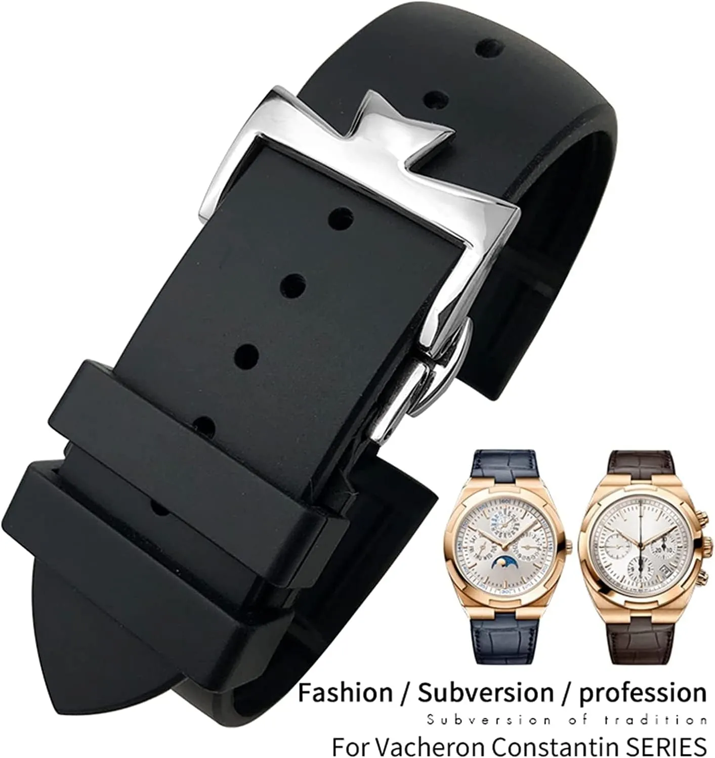 Rubber Watch Strap For Vacheron Constantin Overseas Waterproof Sport Replacement Watchband 25mm * 8mm