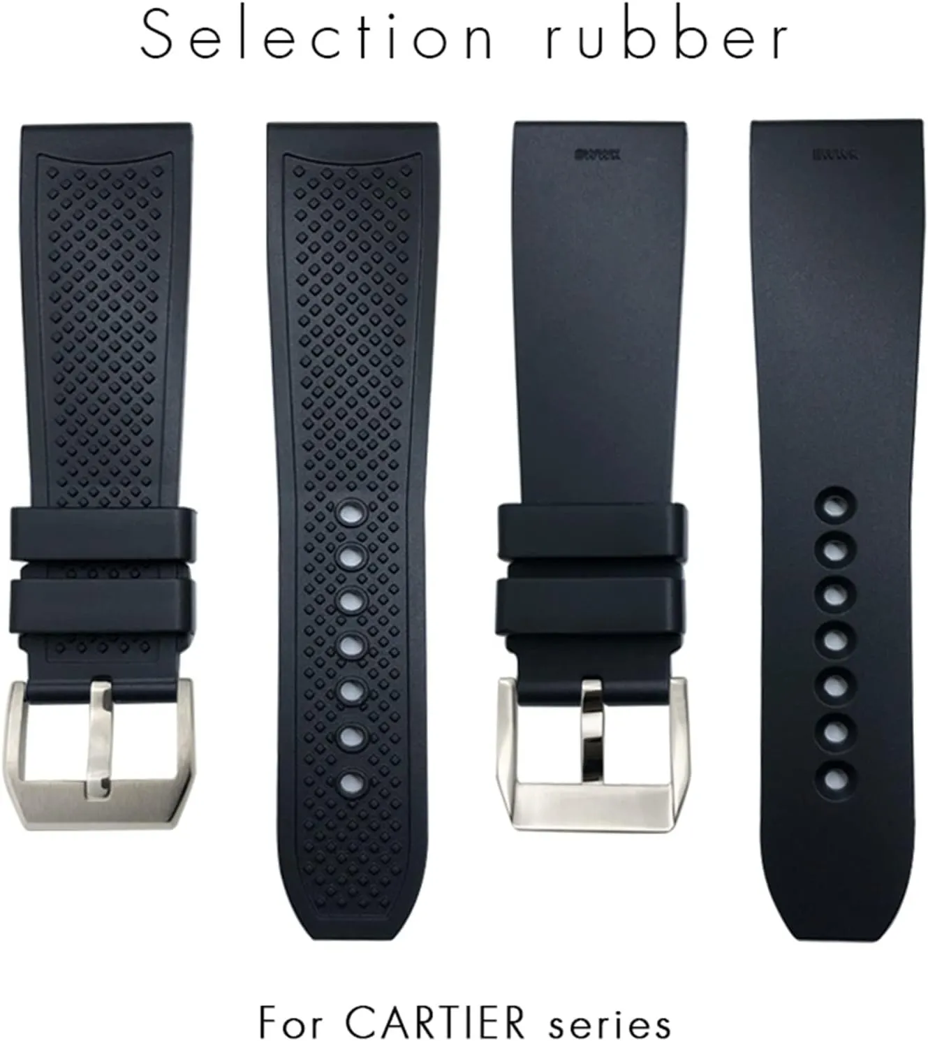 Rubber Watchbands 23.5mm 24mm For CALIBRE DE CARTIER TANK SOLO SANTOS DE Waterproof Silicone Watch Strap