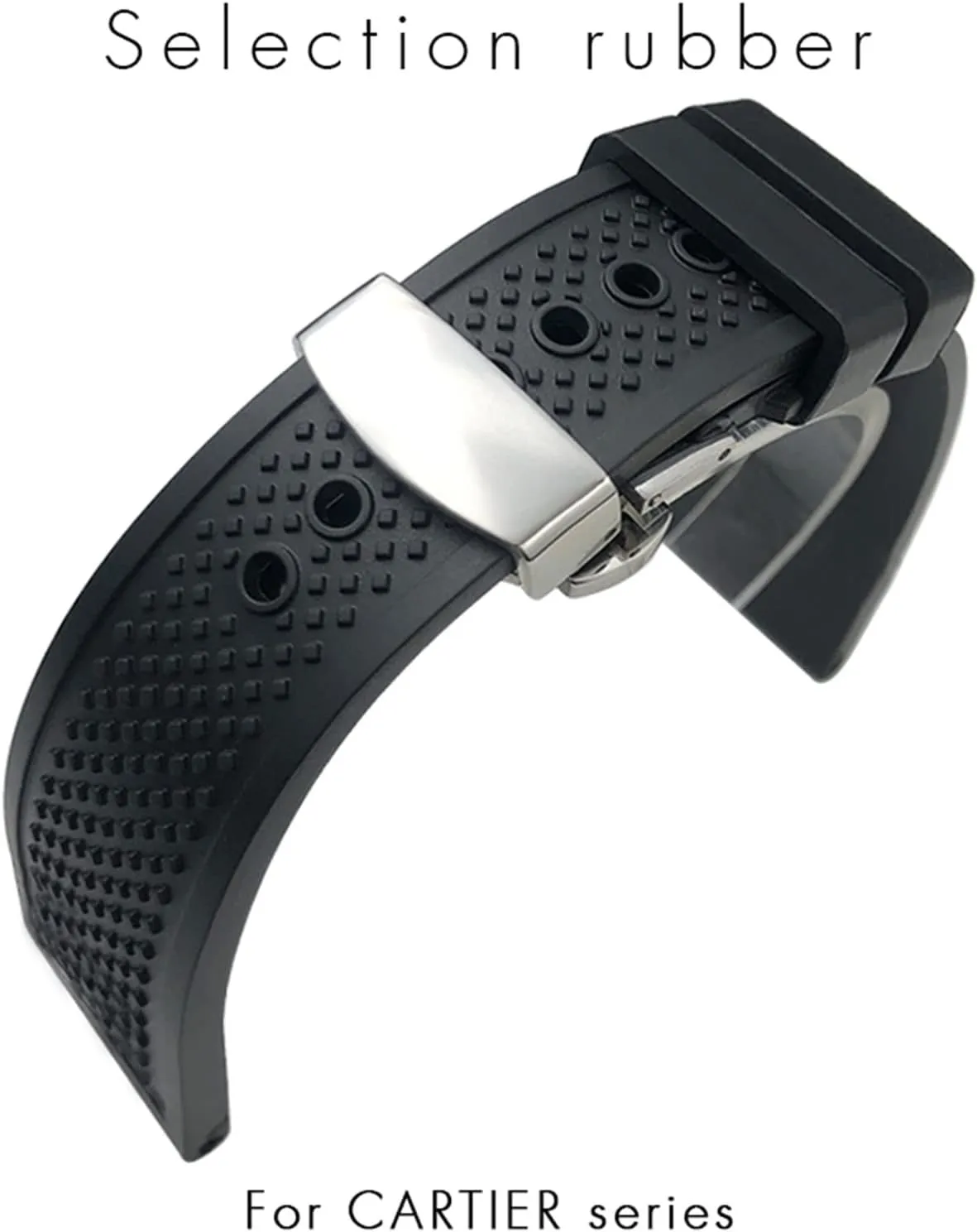 Rubber Watchbands 23.5mm 24mm For CALIBRE DE CARTIER TANK SOLO SANTOS DE Waterproof Silicone Watch Strap