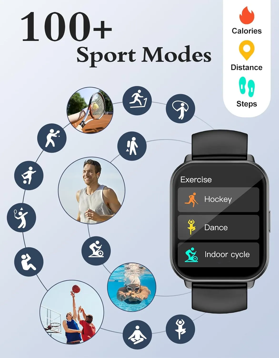 RUIMEN Smart Watches for Women Men (Answer/Make Calls), 1.8" Smartwatch for iOS/Android Phones, Fitness Tracker Heart Rate/Sleep Monitor Digital Watch Waterproof (2 Bands Included), Black