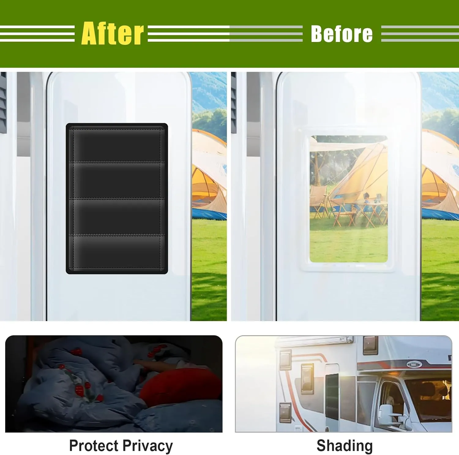 RV Door Window Shade Cover - Magnetic RV Blackout Window Cover with UV Protection and Privacy Features (25 * 16 in) Foldable Magnet Design, Waterproof Fabric, and Reflective Silver Coating