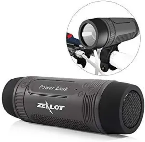 Rynx | Bluetooth Speaker, Portable Wireless Speaker, S1 Bluetooth Speaker, 4000mAh, IPX5 Waterproof, LED Flashlight, MIC/TF/AUX for Home Outdoor Hiking Camping iOS Android -Gray