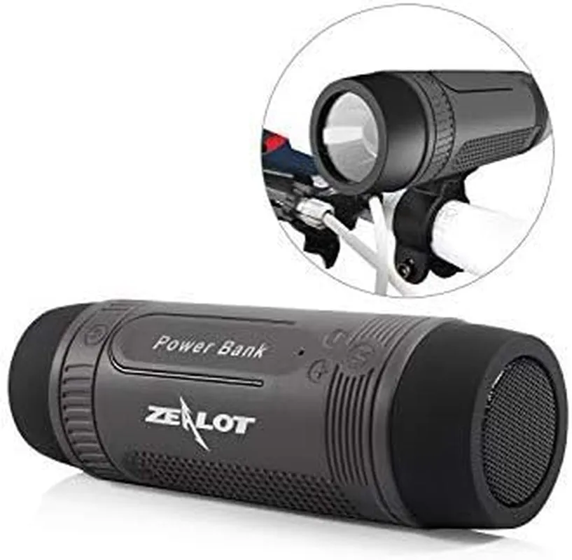 Rynx | Bluetooth Speaker, Portable Wireless Speaker, S1 Bluetooth Speaker, 4000mAh, IPX5 Waterproof, LED Flashlight, MIC/TF/AUX for Home Outdoor Hiking Camping iOS Android -Gray