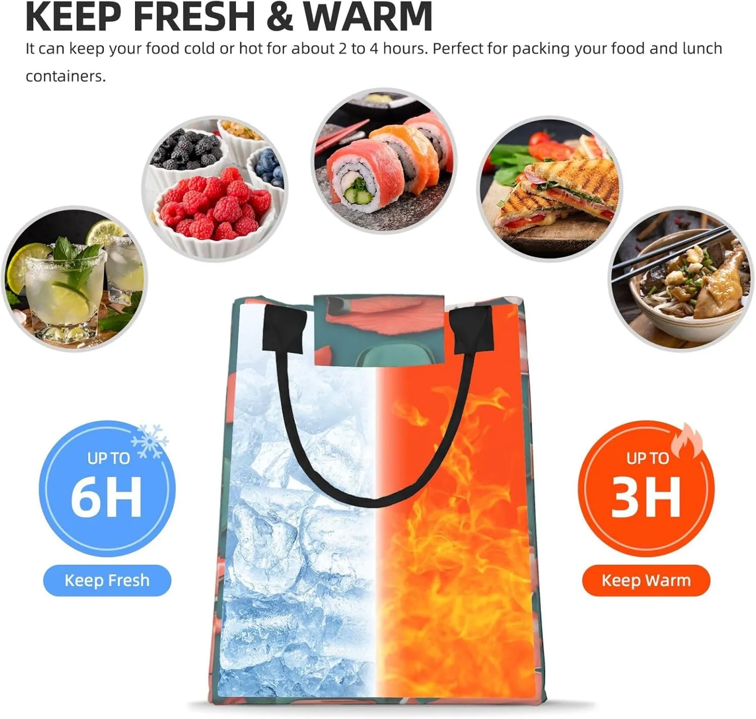 Salmon Pattern Lunch Bag For Women Men, Paper Tote Bag For Work, Outdoor Activities, Daily Use