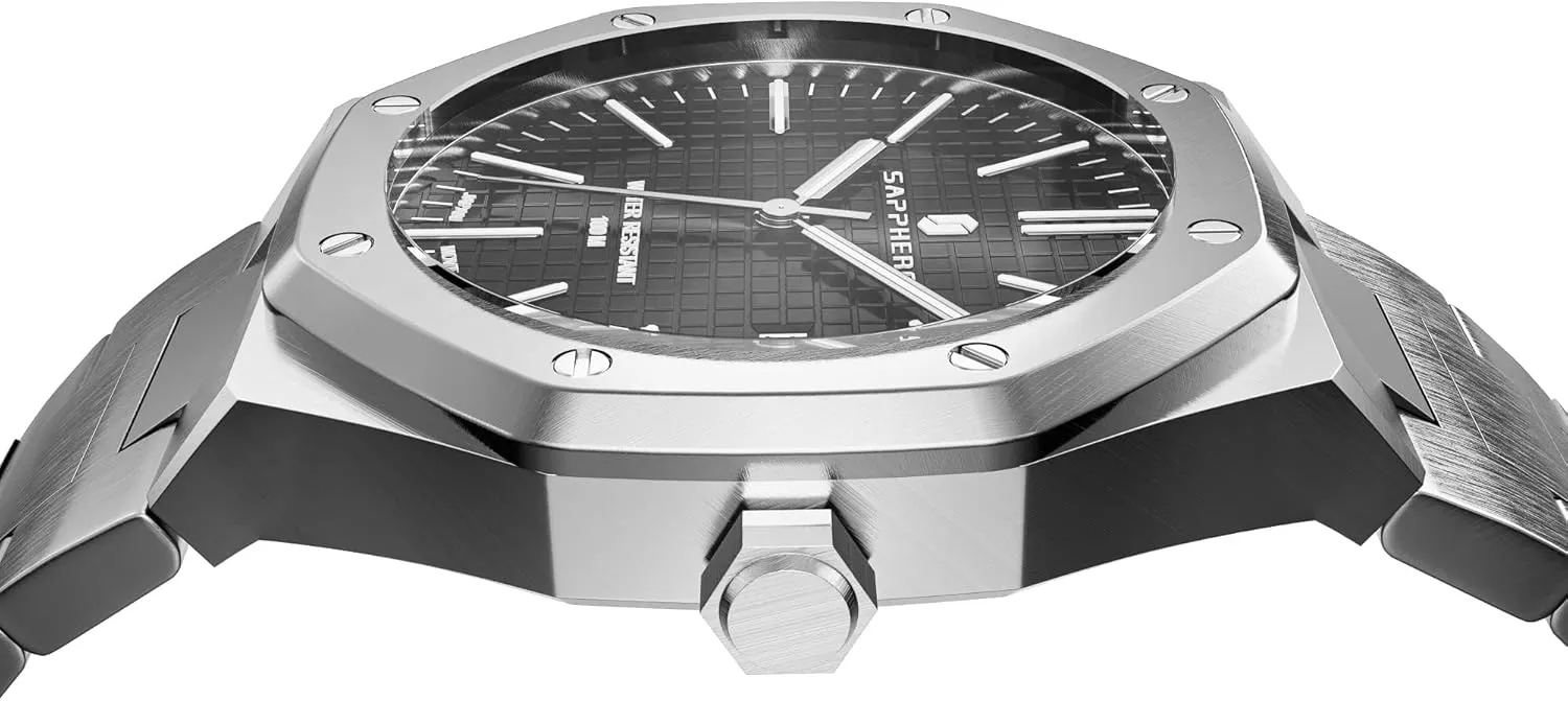 SAPPHERO Watches Men Octagonal 10ATM Waterproof Business Casual Fashion Mens Japanese Quartz Stainless Steel Luminous Wrist Watch Gift for Men
