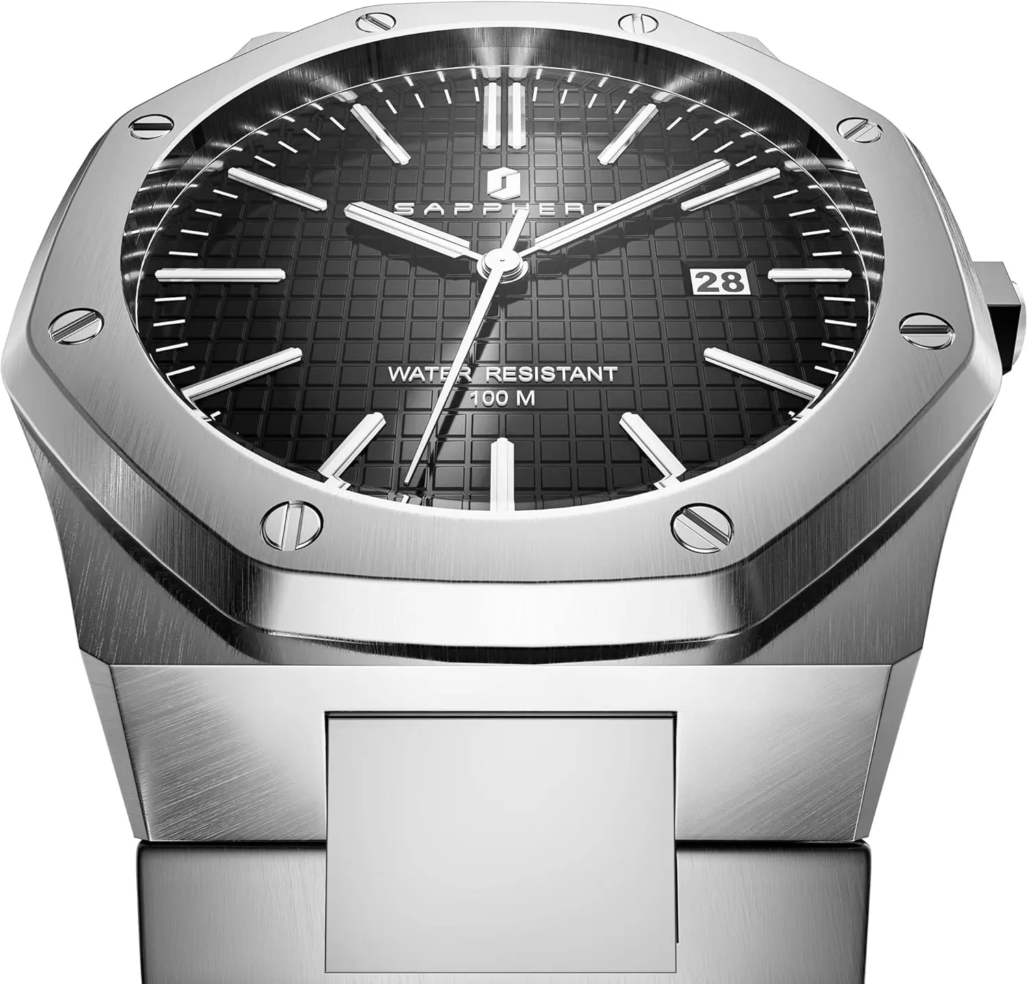 SAPPHERO Watches Men Octagonal 10ATM Waterproof Business Casual Fashion Mens Japanese Quartz Stainless Steel Luminous Wrist Watch Gift for Men